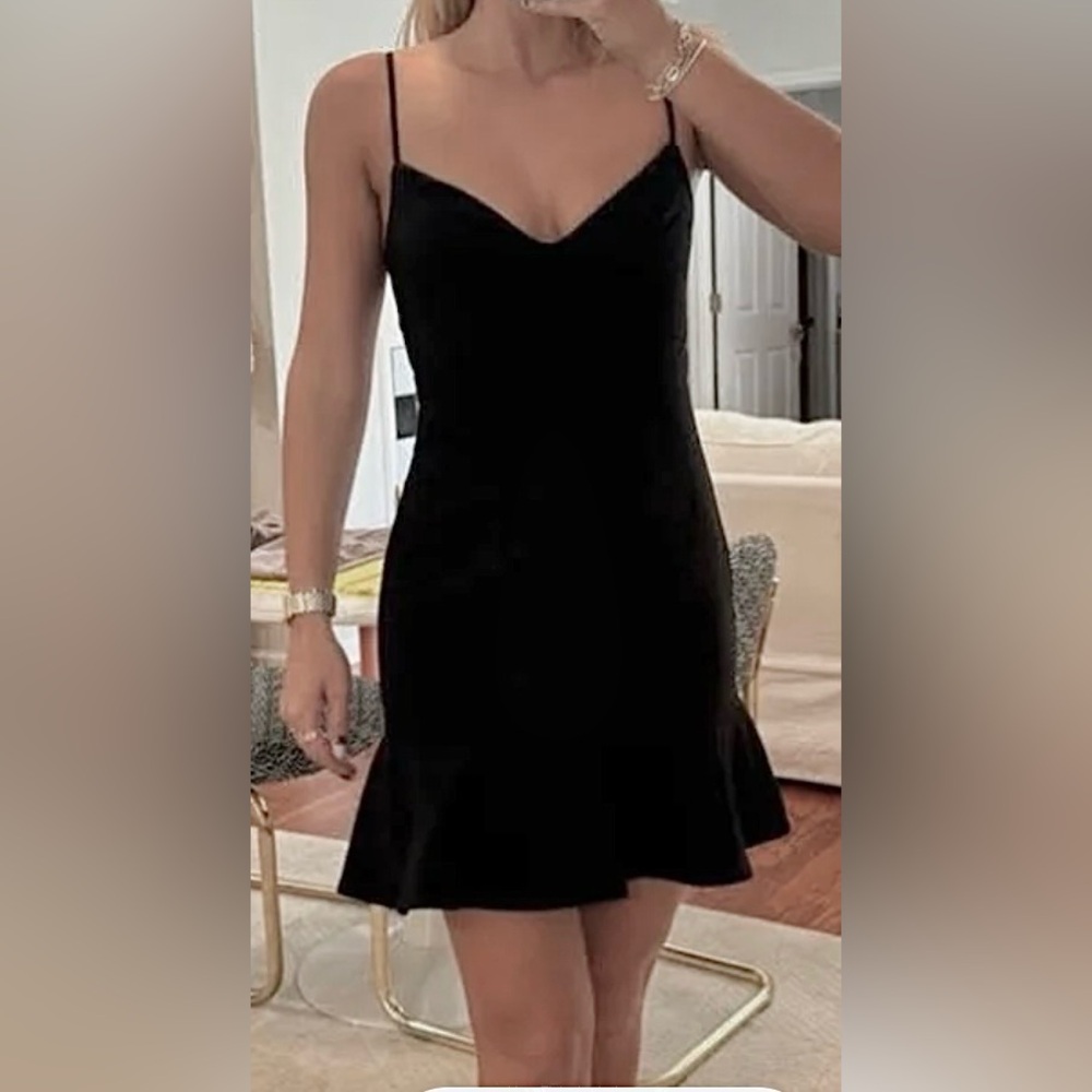 Likely Lillie Black Ruffled Skirt Mini Dress Revealing Low Cut size 8 NWT